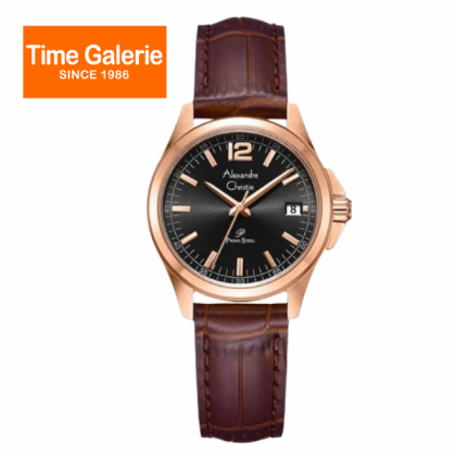 Alexandre Christie ALCW1031LDLRGBABO Black Dial Brown Leather Strap Analog Women Watch